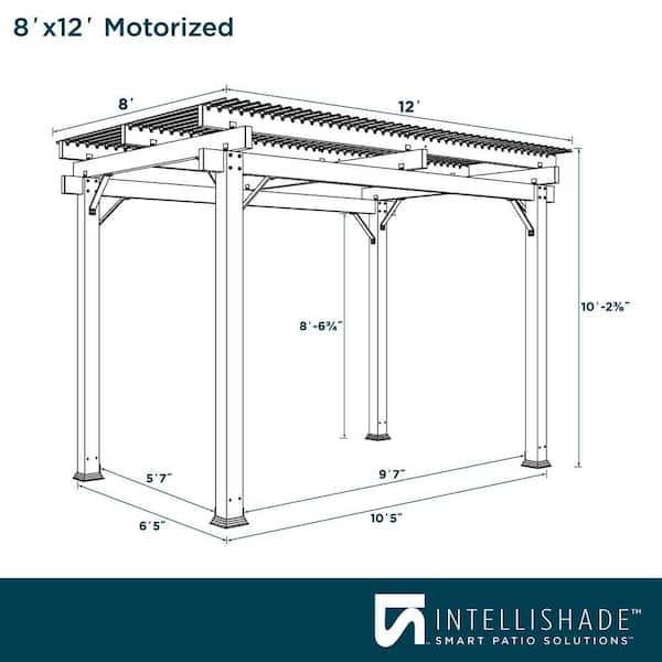 8 ft. x 12 ft. White Aluminum Motorized Pergola