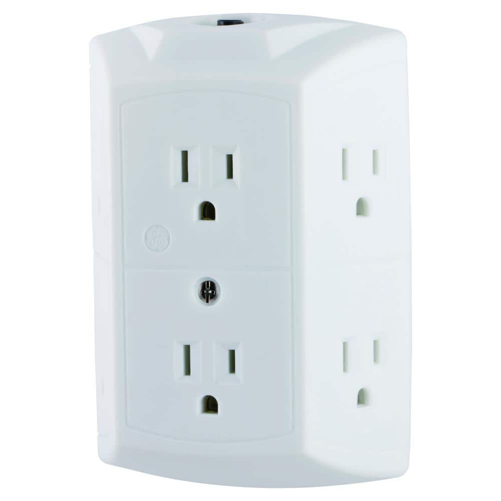 GE White 6-Outlet Wall Mounted Tap with Reset Button