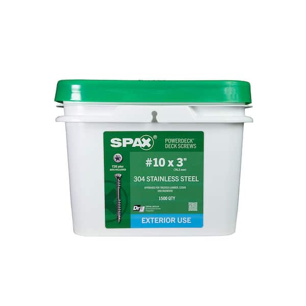 SPAX #10x3 in. Exterior Trim Head Stainless Steel Wood Deck Screws Powerdeck TorxT-Star Plus(1500 Each)Bulk Pail Bit Included