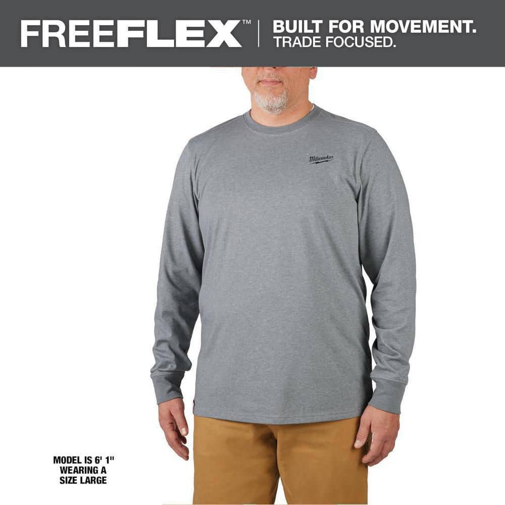 Men's 2X-Large Gray Cotton/Polyester Long-Sleeve Hybrid Work T-Shirt price history on PriceWatchPro