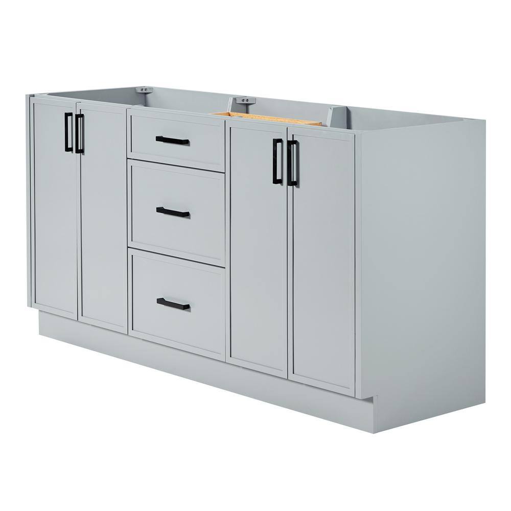 Kelly 66" Light Gray Wood Double Freestanding Vanity Cabinet