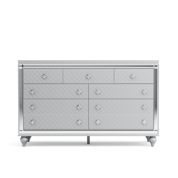 Furniture of America Seboya Silver 7-Drawer Dresser (38.75 in. H x 63 in. W x 17 in. D)
