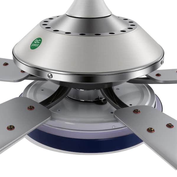 OUKANING 52 in. Indoor Blue and Silver Mute Ceiling Fan for Dining
