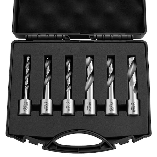 Annular Cutter Set, 6 pcs Weldon Shank Mag Drill Bits Kit, 2 in. Cutting Depth,1/4 in. to 9/16 in. Cutting Diameter