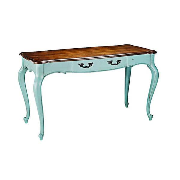 Unbranded Provence 54 in. W Blue with Chestnut Top Writing Desk