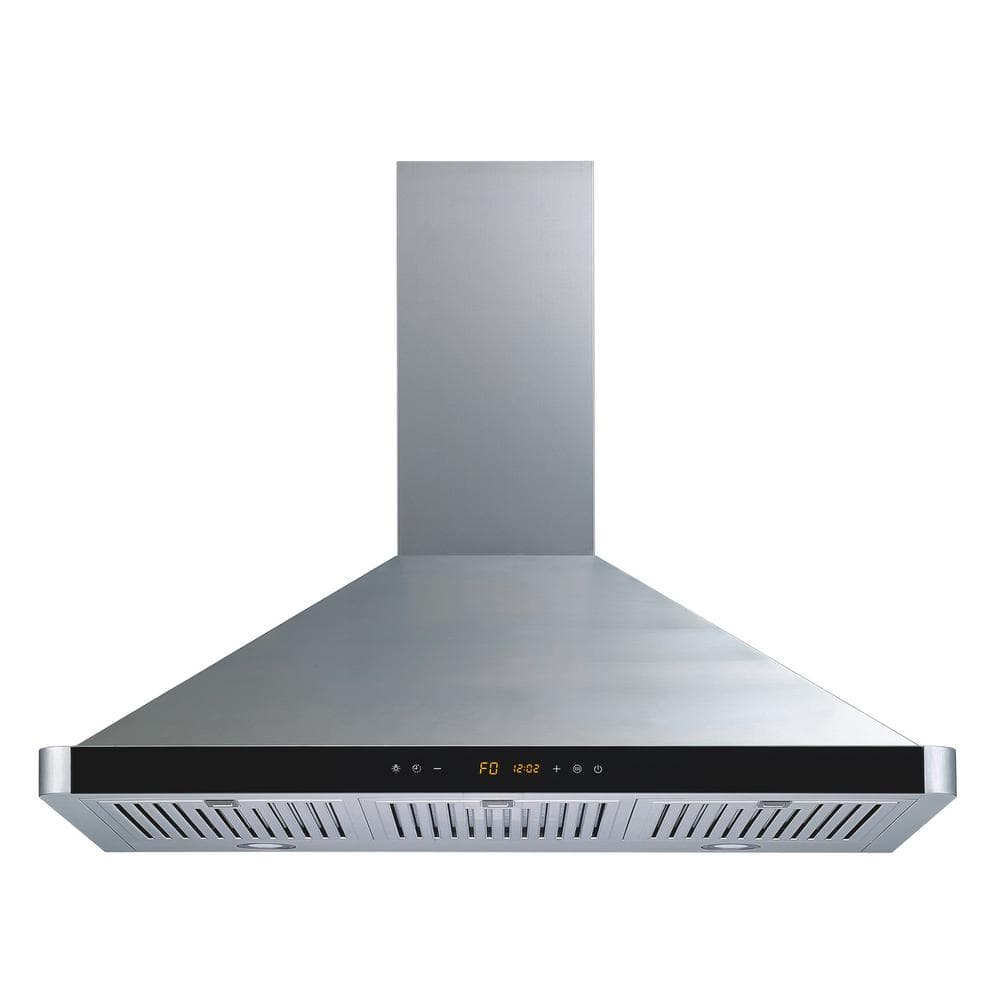 Winflo 36 in. Convertible 439 CFM Wall Mount Range Hood in Stainless Steel with Baffle Filters and Touch Control, Silver