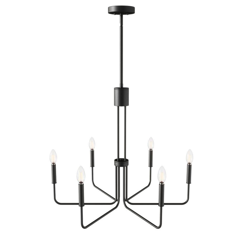 Aiwen Black Metal 6-Light Candle Style Industrial Chandelier
