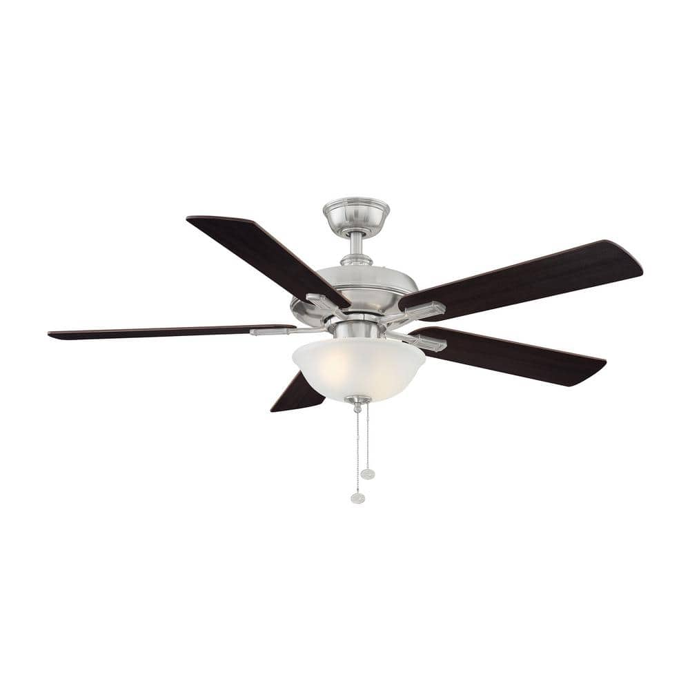 Hampton Bay Larson 52 In Led Brushed Nickel Ceiling Fan With Light Kit Al420 Bn The Home Depot