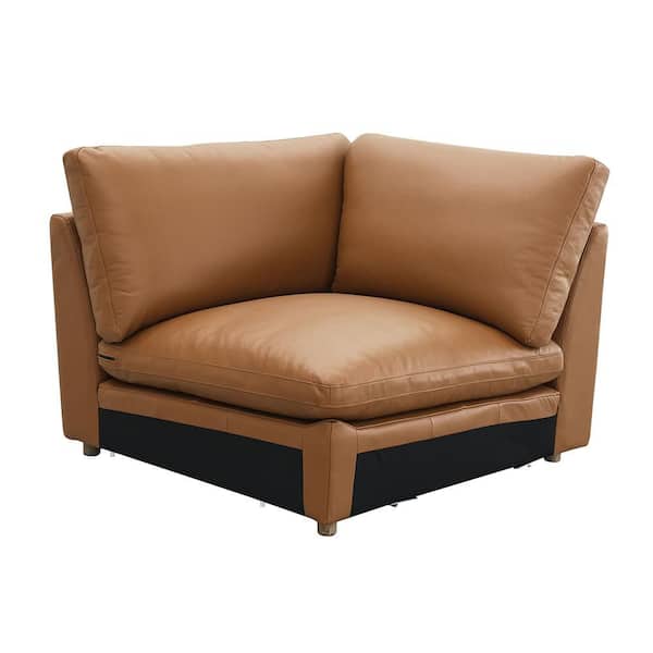 Brighton 45 in. Armless Leather Square Sofa in Brown