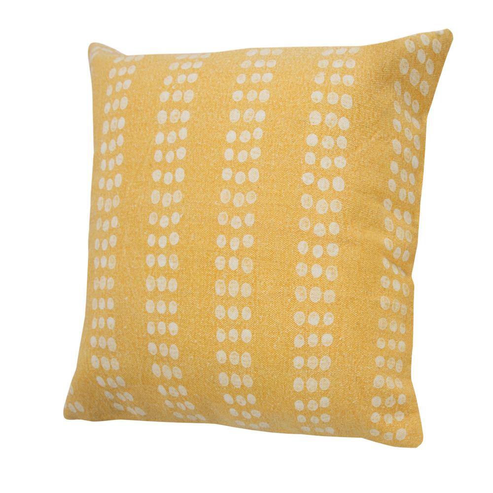 Yellow and White Cotton Polka Dot Throw Pillow