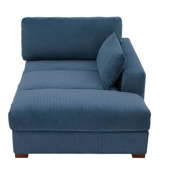 Uixe Modern Right Arm Facing Navy Blue Corduroy Polyester