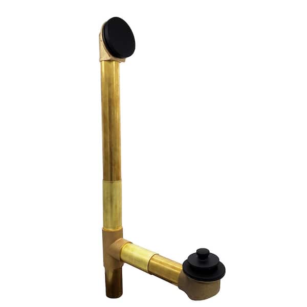 Westbrass Solder-In Brass Bath Waste Assembly with Twist & Close Drain and Illusionary No-Hole Overflow Cover, Matte Black