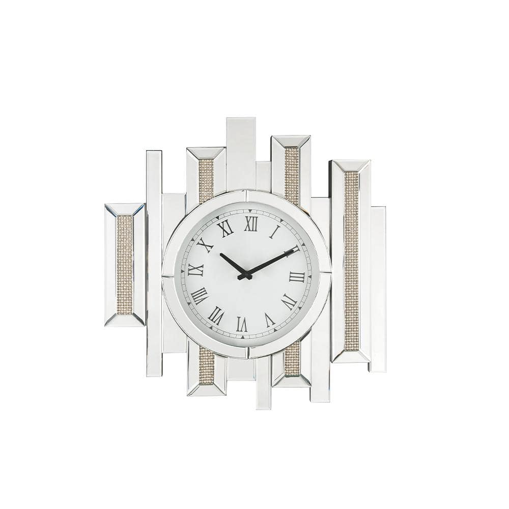 Acme Furniture Ornat White Analog Vintage Roman Numerals Wall Clock 97728 -  The Home Depot