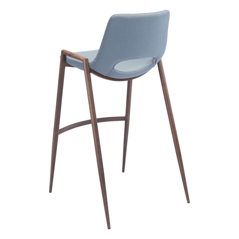 Gray Metal and Wood Contemporary Bar Stool Set