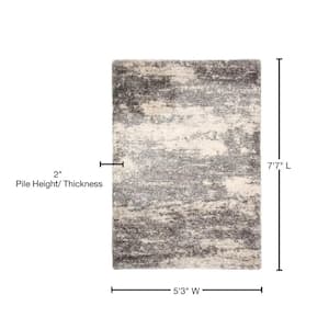 Lyra Abstract 5 ft. 3 in. x 7 ft. 7 in. Gray Area Rug