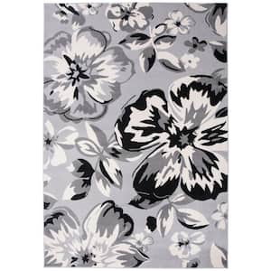 Modern Contemporary Floral Design Gray 9 ft. x 12 ft. Indoor Area Rug