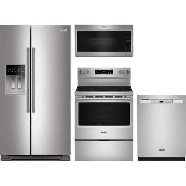 28.7 cu. ft. Standard Depth Refrigerator with 5 Burner Slide-In Electric Range and Dishwasher