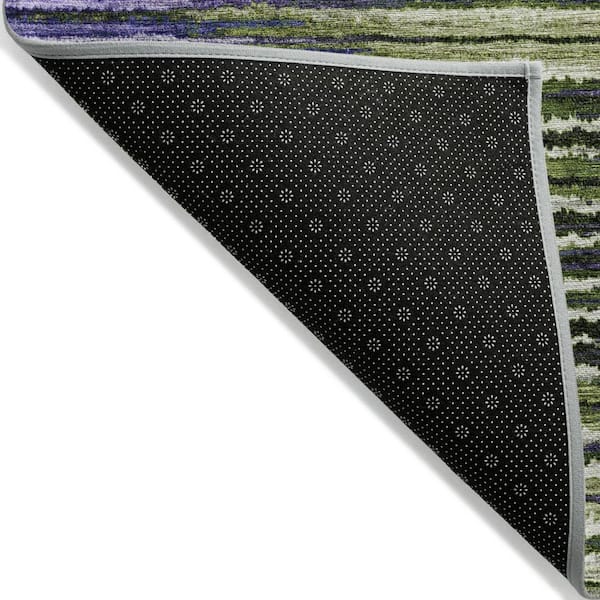 Purple, Lilac, Lavender 3 ft. x 5 ft. Woven Striped Polyester Rectangle Indoor/Outdoor Area Rug