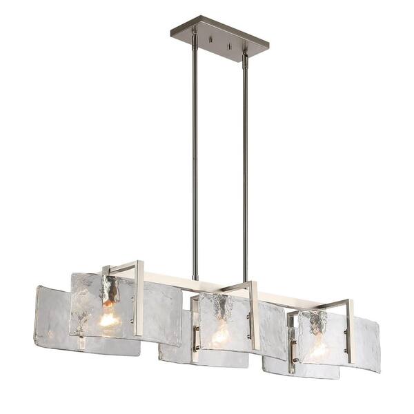 Golden Lighting - Duncan 100-Watt 3-Light Matte Black Linear Pendant Light with Clear Glass and No Bulbs Included
