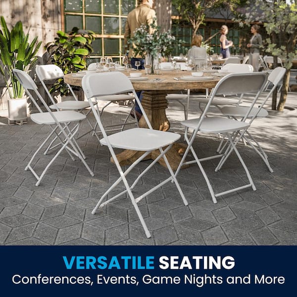 Carnegy Avenue Blue Plastic Seat with Metal Frame Folding Chair