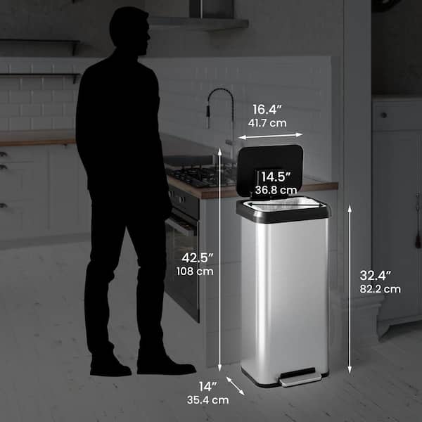 20 30 40 50 60 Liters Kitchen Trash Can with Smart Sensor, Large Kitchen  Garbage Cube, Stainless Steel Touch Bucket Garbage