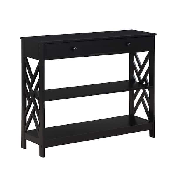 Convenience Concepts Titan 39.5 in. Black 31.5 in. Rectangle Wood Console Table with 1 Drawer and Shelves