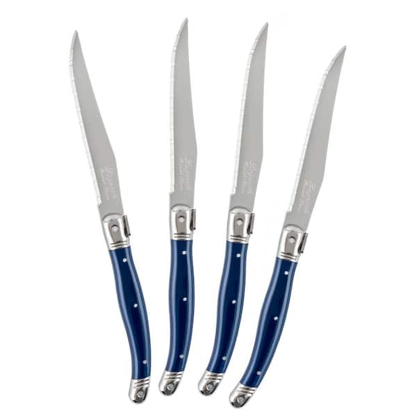 Uniturcky Stainless Steel Steak Knife Set, 4 Pc Blue Steak  Knives, Premium Stainless Steel Knives With Mirror Polished, Sharp Serrated Steak  Knives Set Of 4, Best Steak Knifes: Flatware Sets