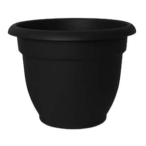 Ariana 13 in. Black Plastic Self-Watering Planter