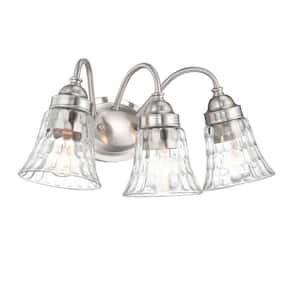 19.3 in. 3-Light Brushed Nickle Bathroom Vanity Light with Trumpet Glass Shade
