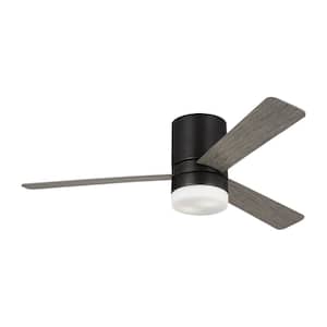 Era 52 in. Modern Aged Pewter Hugger Ceiling Fan with Light Grey Weathered Oak Blades, Light Kit and Wall Mount Control