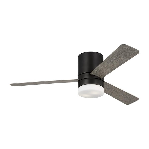Generation Lighting Era 52 in. Modern Aged Pewter Hugger Ceiling Fan with Light Grey Weathered Oak Blades, Light Kit and Wall Mount Control