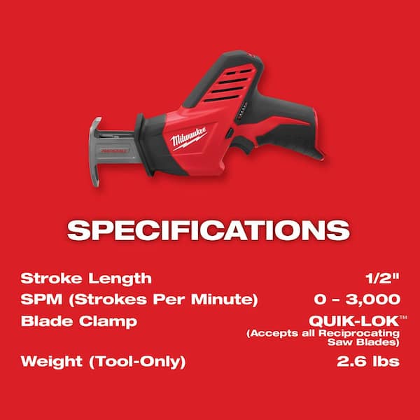 Milwaukee 2420-20 M12 Hackzall Reciprocating Saw