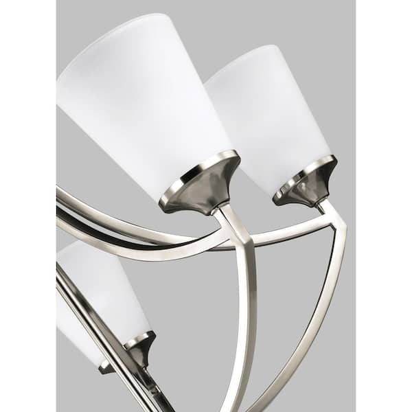 Hanford 5-Light Brushed Nickel Traditional Transitional Single Tier Hanging Empire Chandelier