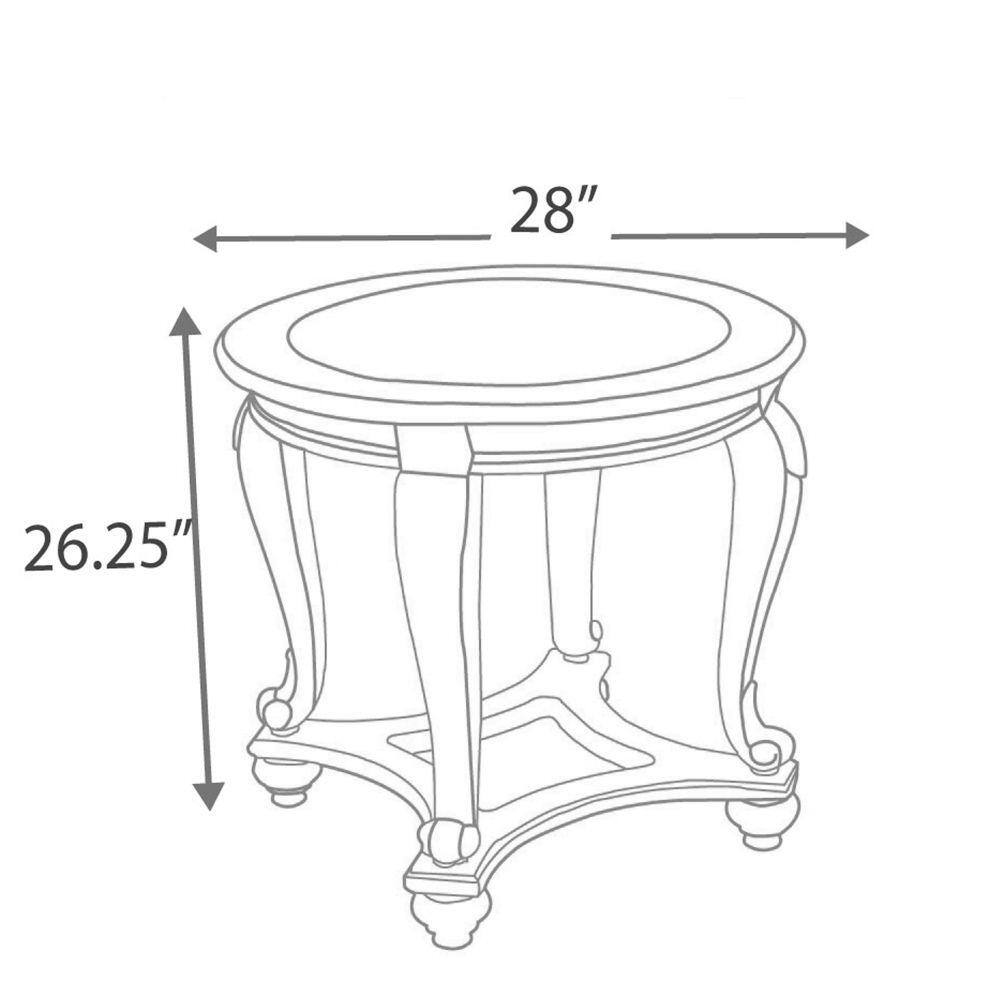 Elegant Round Wood & Glass End Table with Carved Acanthus Accents, Dark Brown