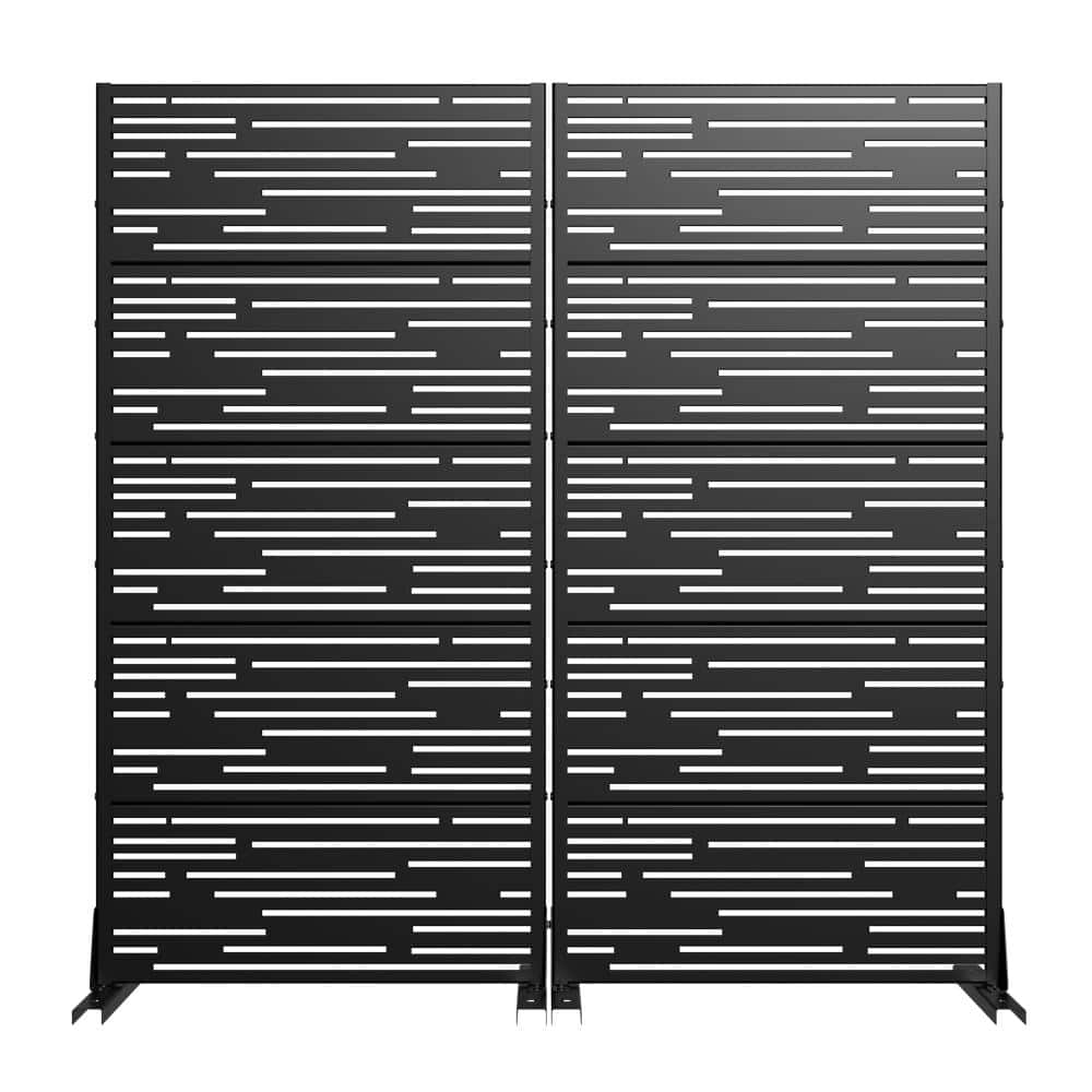 60 in. x 30 in. Black Metal Privacy Screen Decorative Garden Screens Outdoor Fence Panel Set for Patio Balcony price history on PriceWatchPro