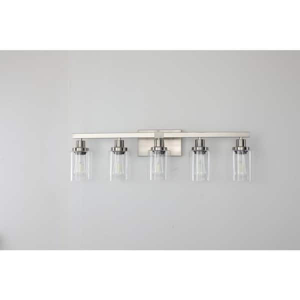29.9 in. 5-Light Brushed Nickel Vanity Light Bar (Not Bulbs Included)