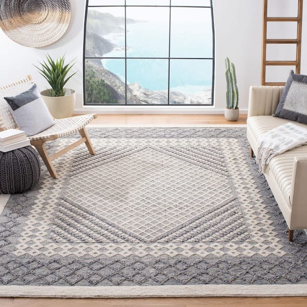 Natura 6 ft. x 9 ft. Cream/Navy Geometric Area Rug