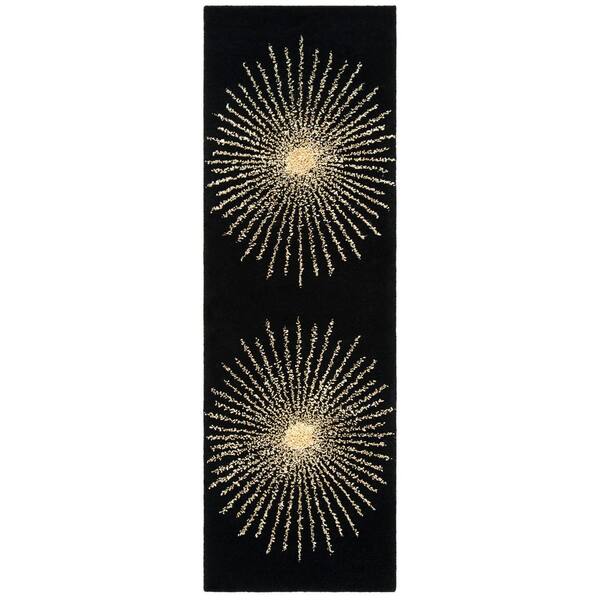 Soho 3 ft. x 14 ft. Black/Beige Abstract Runner Rug