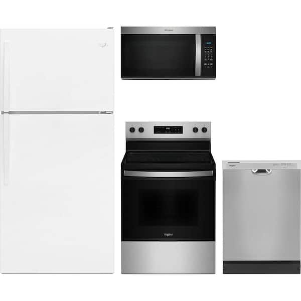 18.2 cu. ft. Standard Depth Refrigerator with 4 Burner Freestanding Electric Range and Dishwasher with 4 Cycles