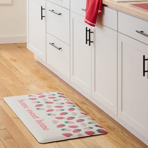 Home Sweet Home Quirky Strawberries Fruit Pink PVC 20 in. x 39 in. Kitchen Mat