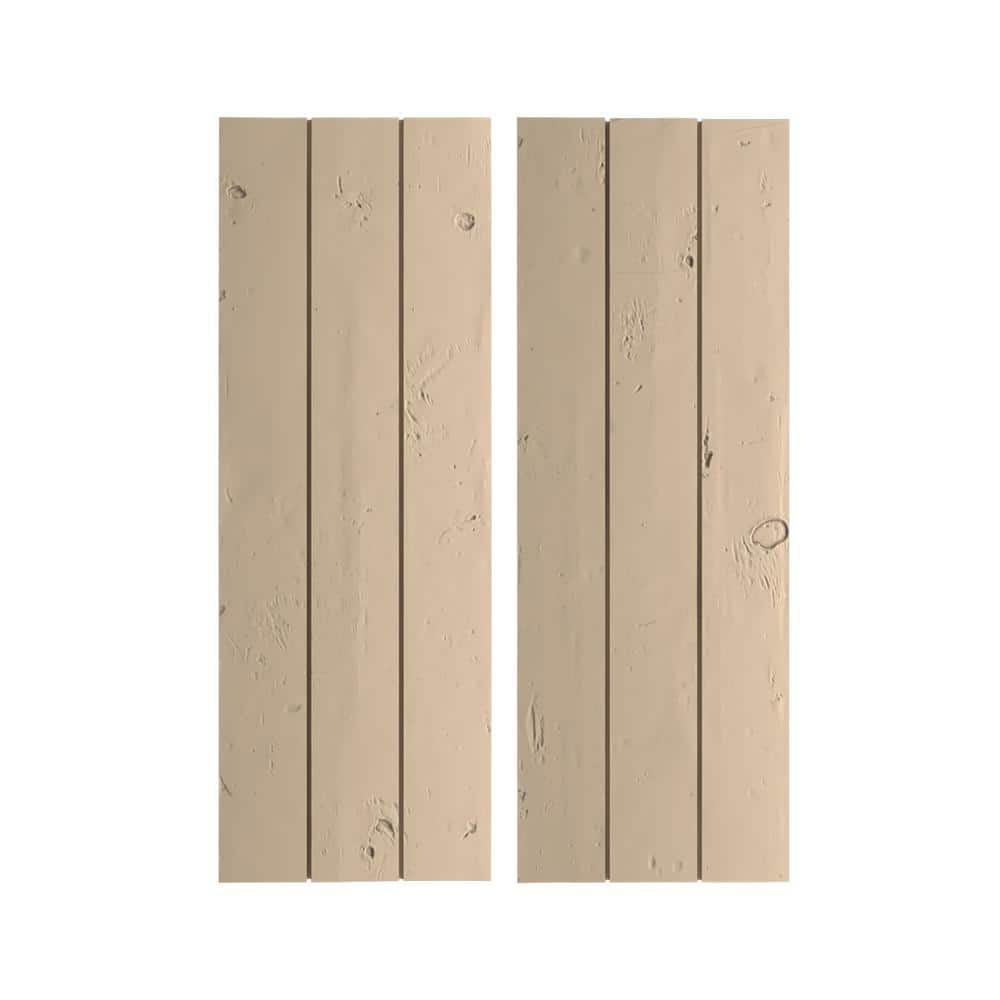 16.5 in. x 42 in. Timberthane Polyurethane 3-Board Joined Board-n-Batten Knotty Pine Faux Wood Shutters, No Batten Pair price history on PriceWatchPro