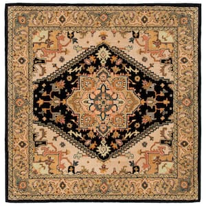 Heritage Black/Gold 6 ft. x 6 ft. Border Floral Medallion Square Area Rug