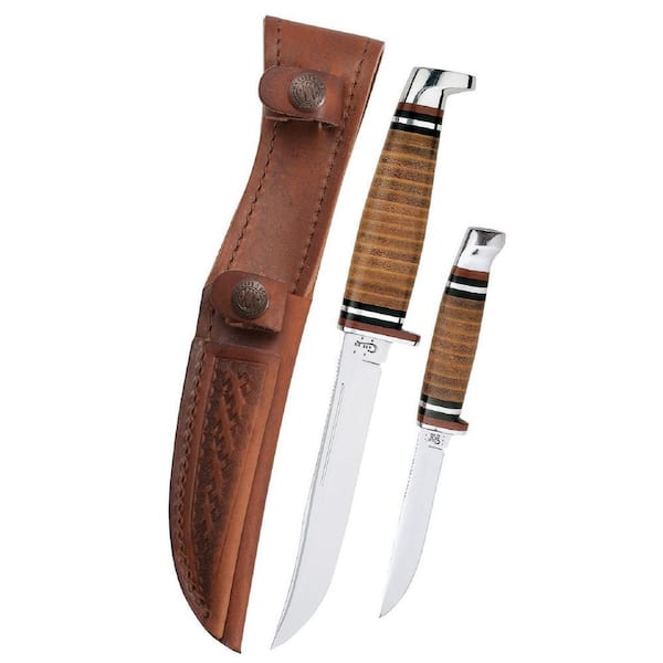 "Leather Knife Hunting Set with Leather Sheath (2-Piece)"