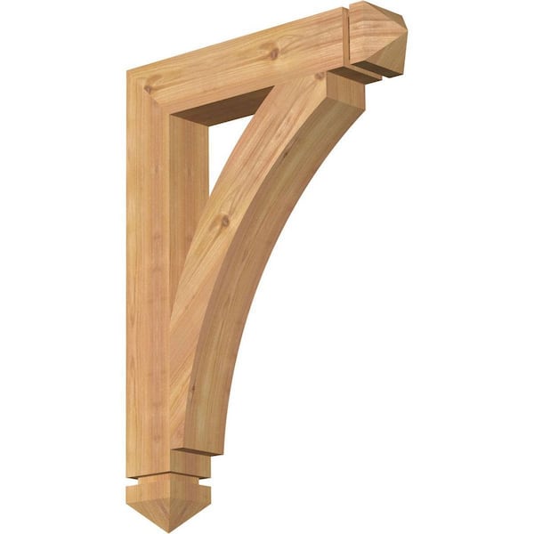 Ekena Millwork 3.5 in. x 28 in. x 20 in. Western Red Cedar Thorton Arts and Crafts Smooth Bracket