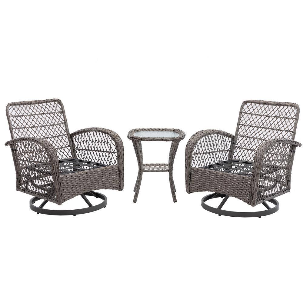 Sudzendf 3Piece Metal Outdoor Swivel Rocker Patio Conversation Set