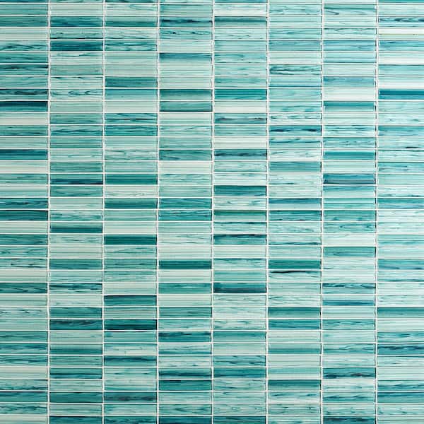 Ivy Hill Tile Tara Turquoise 11.61 in. x 11.73 in. Stacked Glass Mosaic Tile (0.95 sq. ft./each)