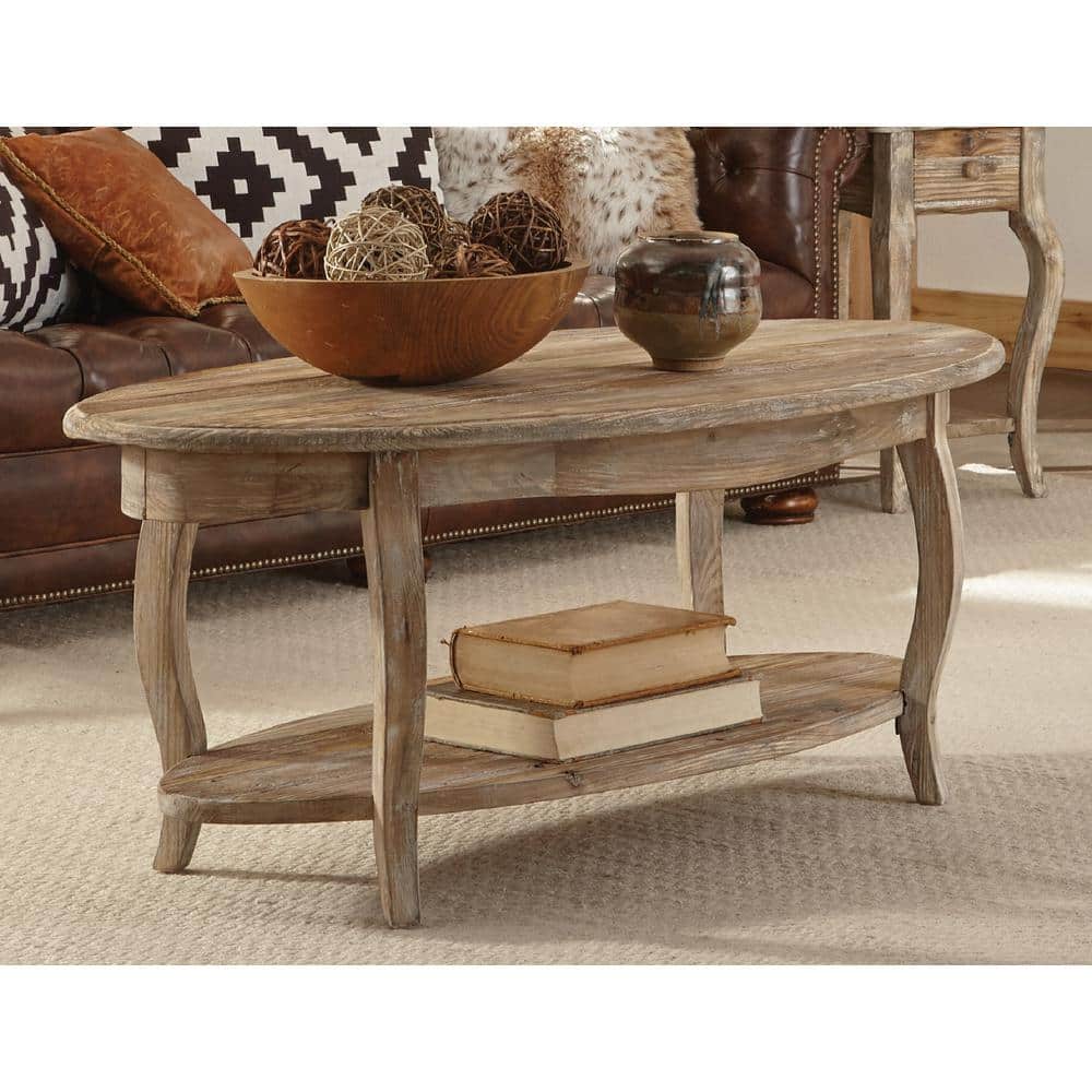Alaterre Furniture 48 in. Driftwood Large Oval Wood Coffee Table ARSA1625 The Home Depot