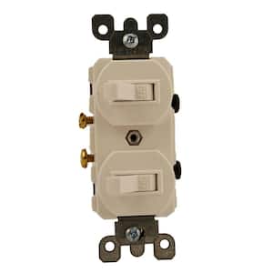 20 Amp Commercial Grade Combination Two Single Pole Toggle Switches, White