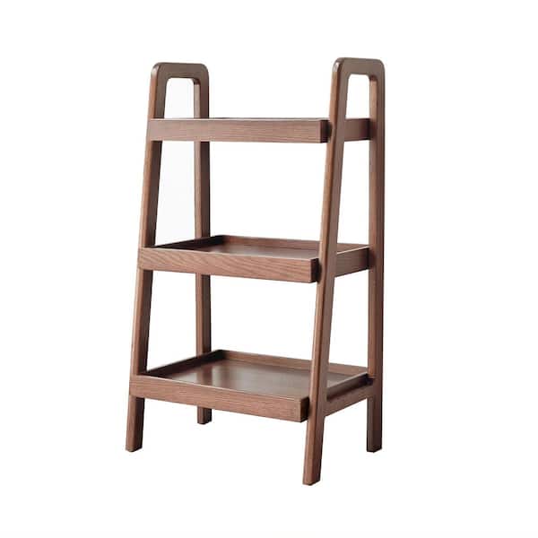 Tileon 17.72 in. W x 31.5 in. H x 12.6 in. D Oak 3-Tier Trapezoid Shelf in Walnut