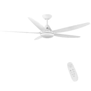 56 in. Dimmable Indoor Integrated LED Light Remote Ceiling Fan with ABS Blade in White